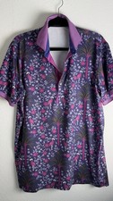 Greyson Polo Shirt Mens L Floral Crane Purple