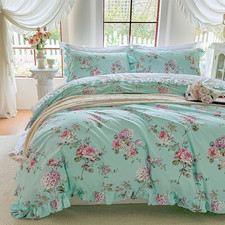 Floral Duvet Cover Set Full Size 100 Cotton French Country Bedding Hydrangea Fl