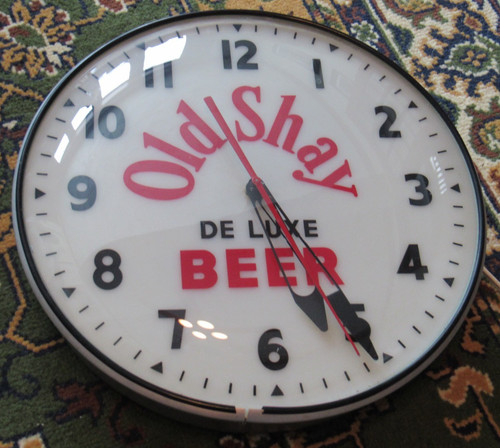 VTG Old Shay de Luxe Beer advertising Clock sign Pittsburgh Fort Pitt Brewing