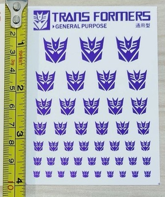 Waterslide Decals Transformers Decepticon Set Only - Metallic Color G1 Toy