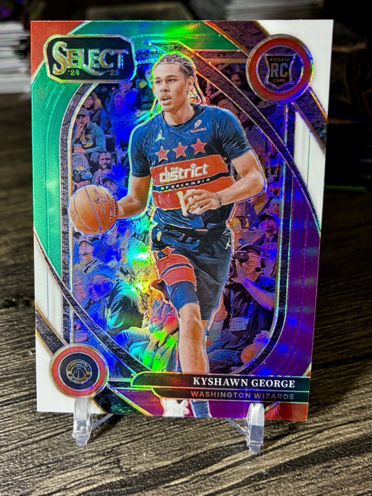 Kyshawn George 2024-25 NBA Select Courtside Rookie RC Green White Purple