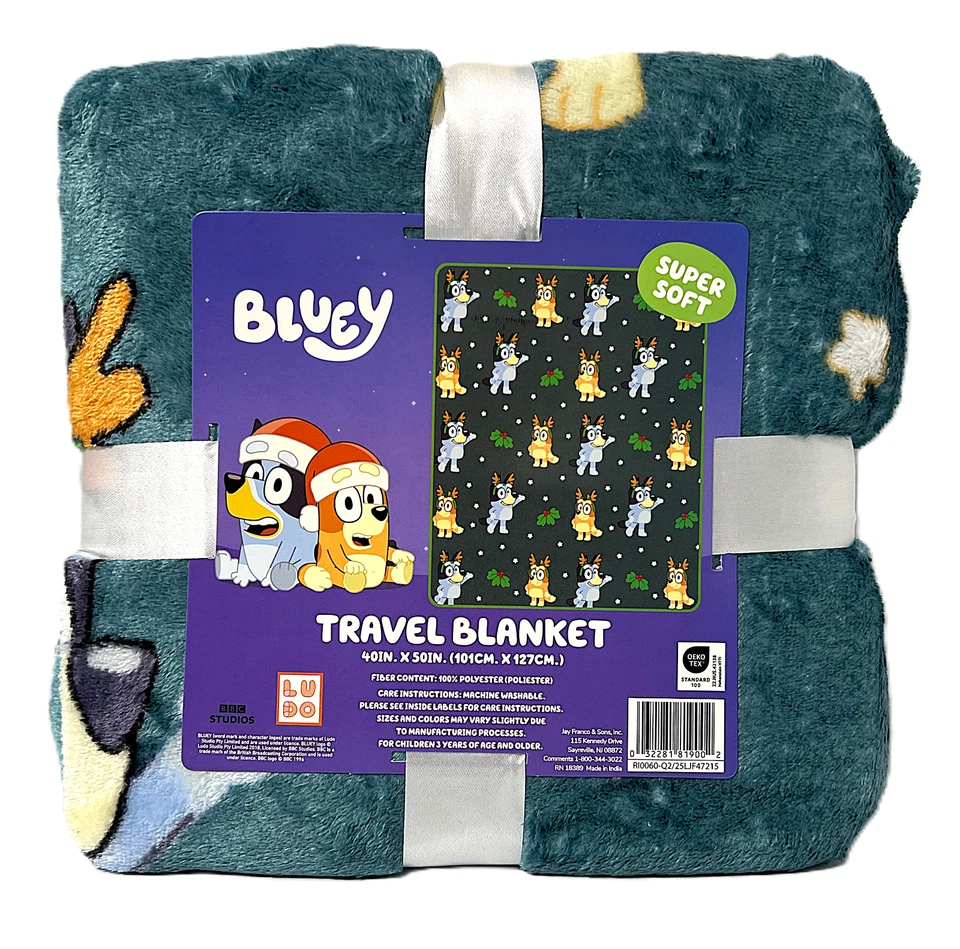 Manta de Viaje AZUL Suave Navidad Tiro 40”X 50” Azul y Bingo con Cuernos Foto 2 de 3