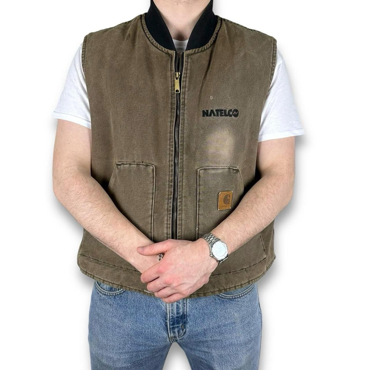 Vintage Union Made Carhartt V02 CHT Canvas Work Vest / Gilet, Brown, XXL (CB52) image 4