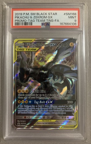 Pikachu & Zekrom-GX graded PSA 9 for sale on eBay