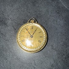 Vintage Mussette ladies pocket / pendant wind watch Amerikaner gold plated 