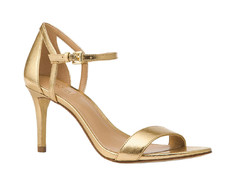 Michael Kors Simone Mid Sandal Heel Shoe Pale Gold Women's Size 6M