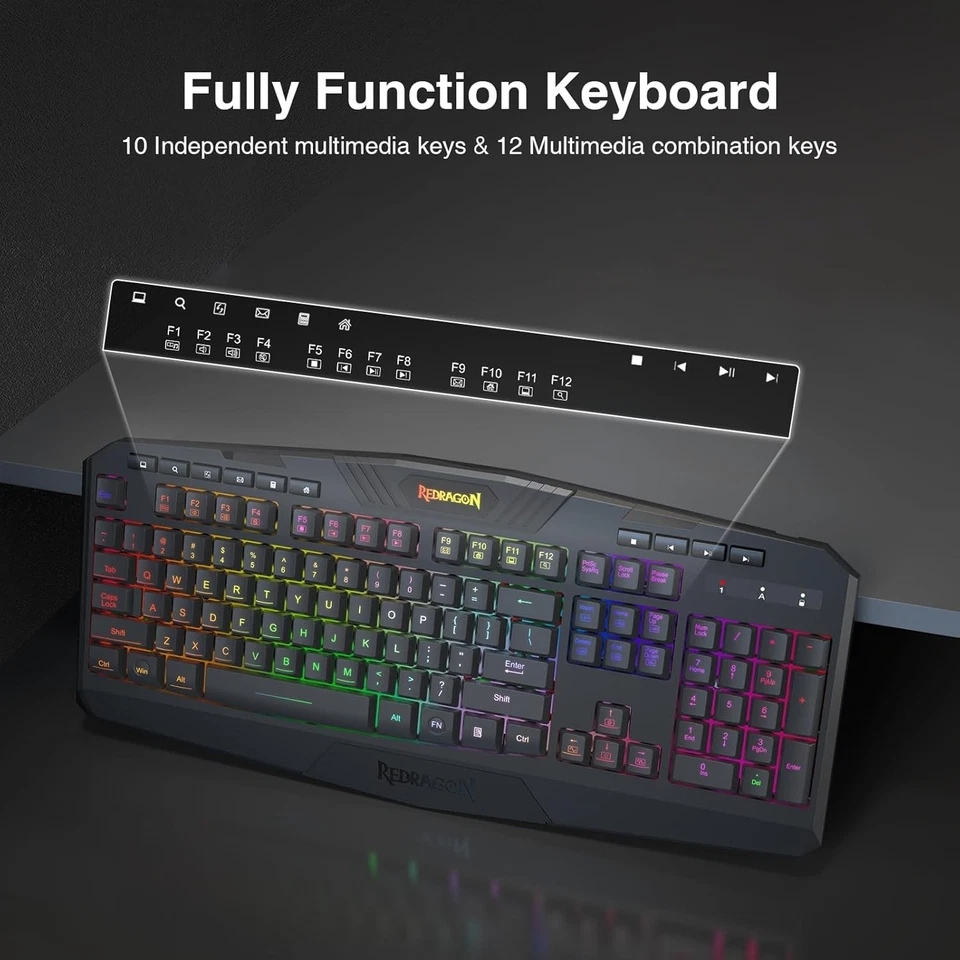 Redragon S101-KS Wireless Gaming Keyboard and Mouse Combo RGB Backlit 8000DPI - Image 3 of 4