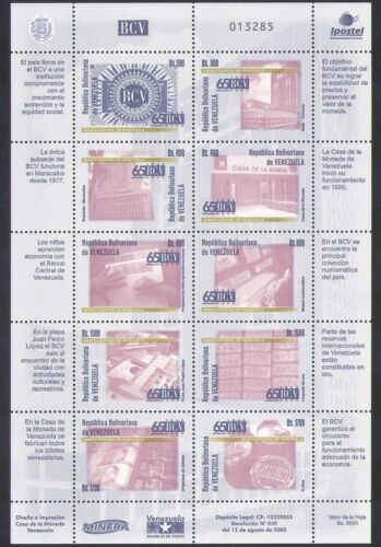 Venezuela 2005 Bank/Money/Commerce/Business/Buildings/Coins/Gold 10v sht n35644 - Picture 1 of 1