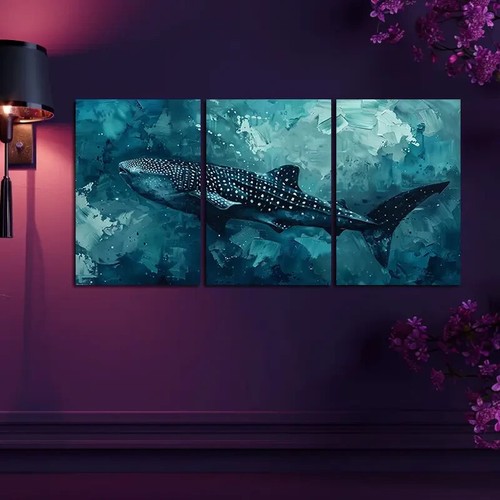 3pcs Whale Shark Ocean Scene Canvas Unframed - Picture 2 of 9