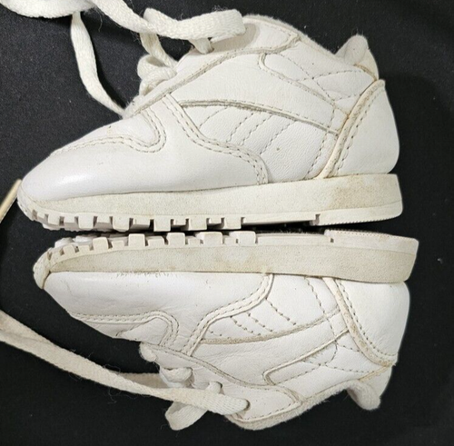 Reebok Classic White Leather Infants Babies Unisex Athletic Sneakers Shoes Sz 2 - Picture 5 of 15