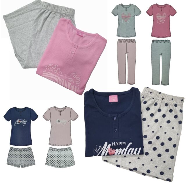 Pigiama donna cotone manica corta pantalone lungo corto estivo primaverile 2023 Pigiama donna cotone manica corta pantalone lungo corto estivo primaverile 2023