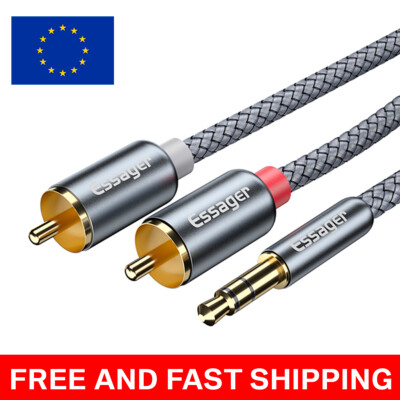 Essager RCA Audio Cable Jack 3.5 to 2 RCA Cable 3.5mm Jack to 2RCA Male Splitter