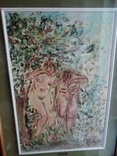 MICHELE SPATUZZI-"LA CACCIATA" OLIO SU TELA CM. 42 X 62-AUTENTICATO 1980-CORNICE