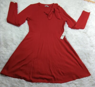 ELIZA J MISSY DRESS red fit and flare bow NEW WITH TAGS SIZE
