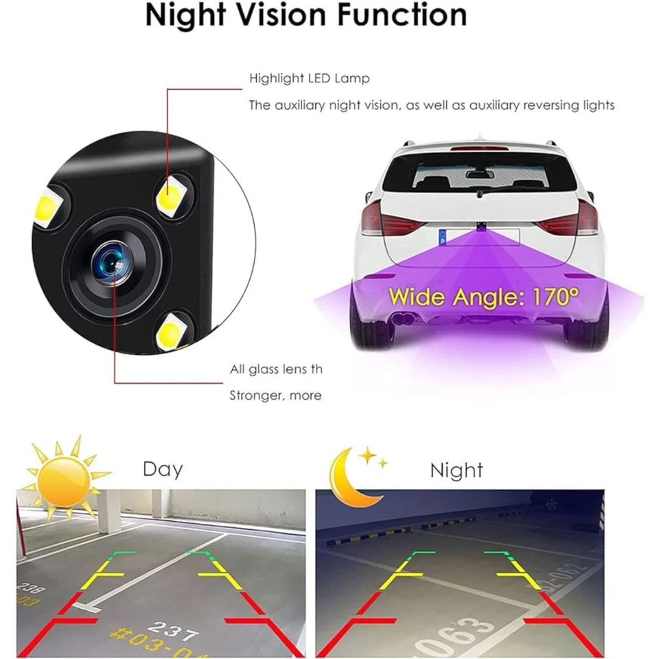 New Backup Camera Rearview Universal Mount Wide Angle for ALPINE Car Radio - Image 4 of 4