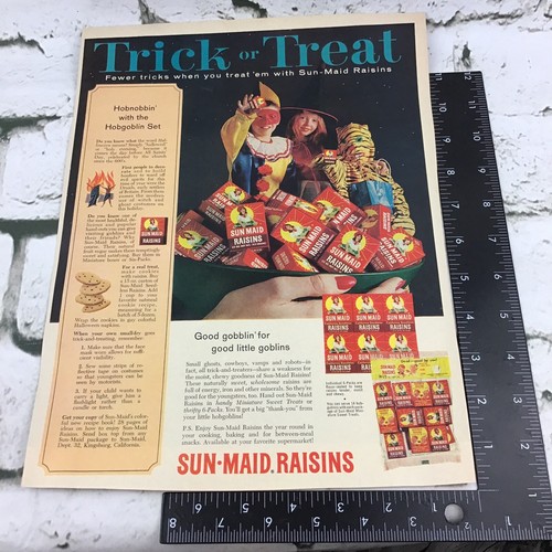 Vintage 1965 Sun Maid Raisins Halloween Trick-Or-Treat Advertising Art Print Ad - Picture 4 of 4