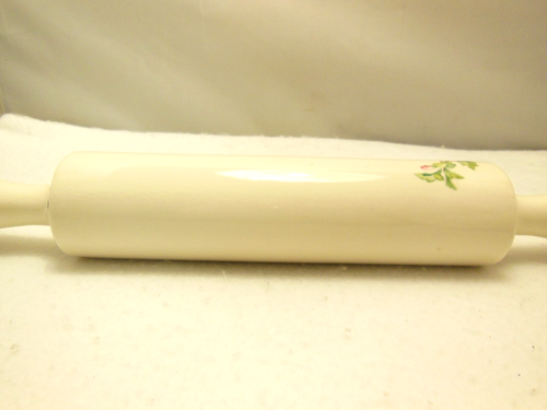 VINTAGE HARKER FLORAL CERAMIC ROLLING PIN HOLLOW FOR ICE WATER CORK STOPPER - Picture 8 of 9