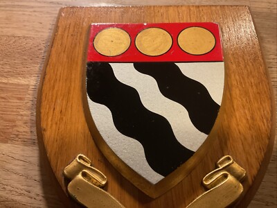 VINTAGE HANDBEMALT, COUNTY OF LEITRIM, IRLAND HERALDISCHE PLAKETTE/SCHILD
