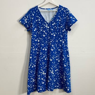 Draper James Large Ponte Knit Fit & Flare Dress Short Sleeve Floral