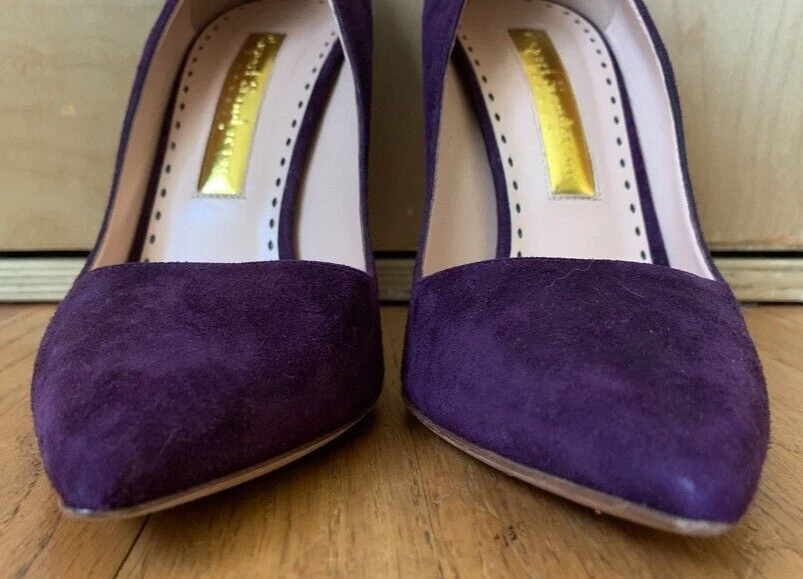 Zapatos de tacón alto Rupert Sanderson Malory púrpura ciruela oscura gamuza 39 8 EE. UU. ¡USADOS EN EXCELENTE ESTADO! Foto 3 de 4