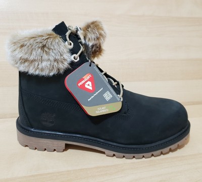 black fur timberlands womens