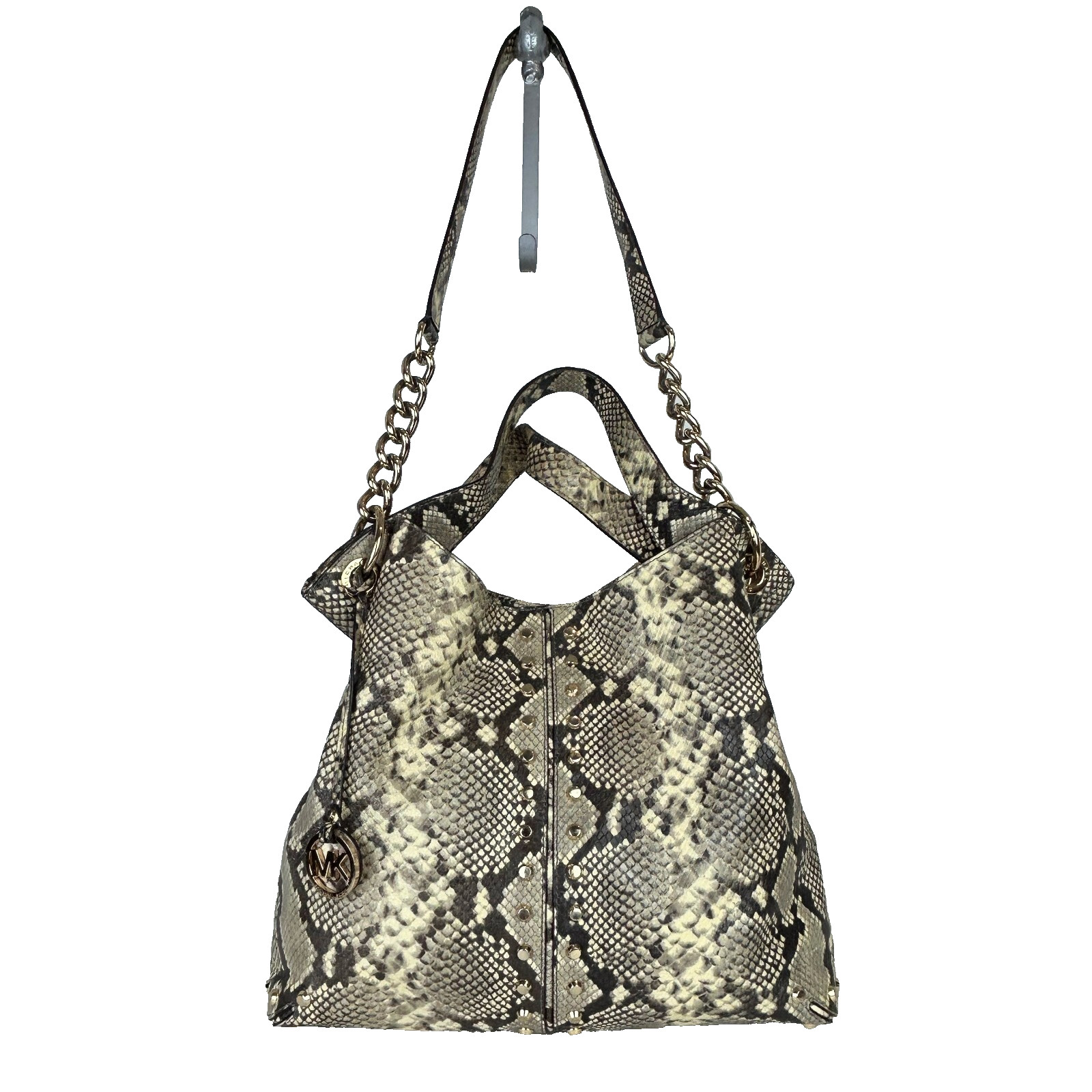 Michael Kors Astor Studded Python Snakeskin Tote … - image 2