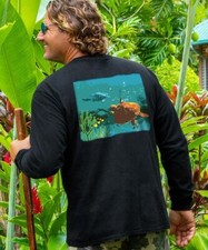 Crazy shirt's Hawaii Turtle Tag - Black long sleeve shirt size L NWT