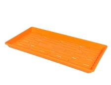 SUNPACK 10” x 20” Shallow Plastic Seed Starting Tray w/ Holes, Orange, 1"