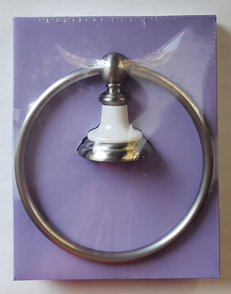 Franklin Brass Towel Ring Set (2 Rings) Satin Nickel / White 63672SNW New In Box - Image 3 of 4