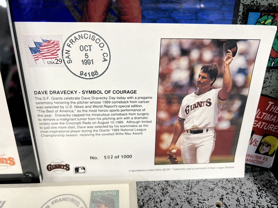 1991 Dave Dravecky + 1989 Kevin Mitchell x2 sobres matasellados SF Giants Foto 4 de 4