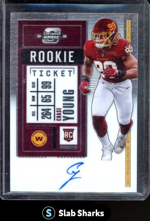 2020 PANINI OPTIC CONTENDERS #102 CHASE YOUNG ROOKIE TICKET AUTO ROOKIE RC