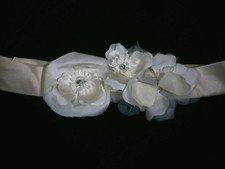 Wedding Bridal Formal Belt 4 Separate Ivory Blush Silk Flowers Crystal 27"