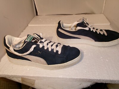 Vintage Puma Navy Blue & White Suede Sneakers Men Size 7 PB0605