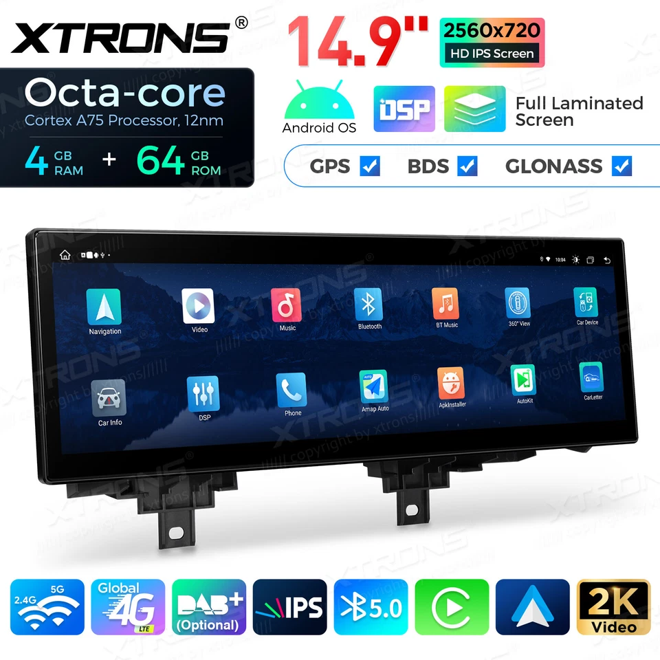 14.9" 4G Android 14 8-Core CarPlay Car Stereo GPS Navi For BMW 3/4er F30-F36 NBT - Imagem 4 de 4