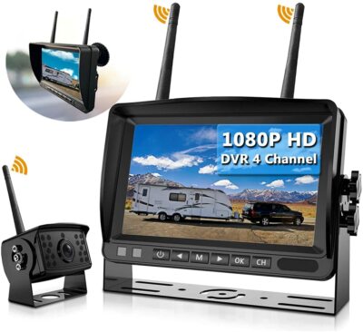 Wireless 1080P Backup Camera Kits 7'' Digital Monitor for Truck Camper Trailer RV