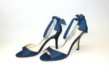 Nina Women's Vinnie-LS Ankle Strap Sandal Navy Luster Satin Blue Size 5 M