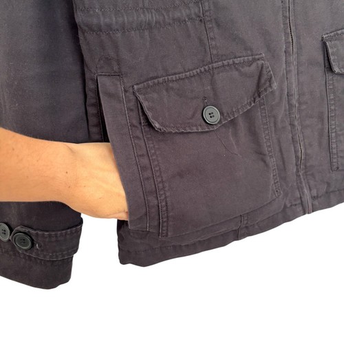 Target Mens Vintage Y2K Cargo Utility Canvas Zip Jacket Army Oasis Black L - Picture 14 of 16