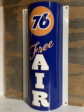 Union 76 Free Air Curved Metal  Gasoline Gas sign Pump Oil WOW!!!