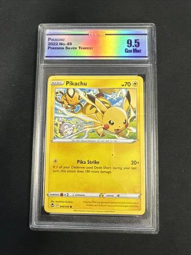 2022 SILVER TEMPEST POKÉMON PIKACHU #049 CC&G 9.5