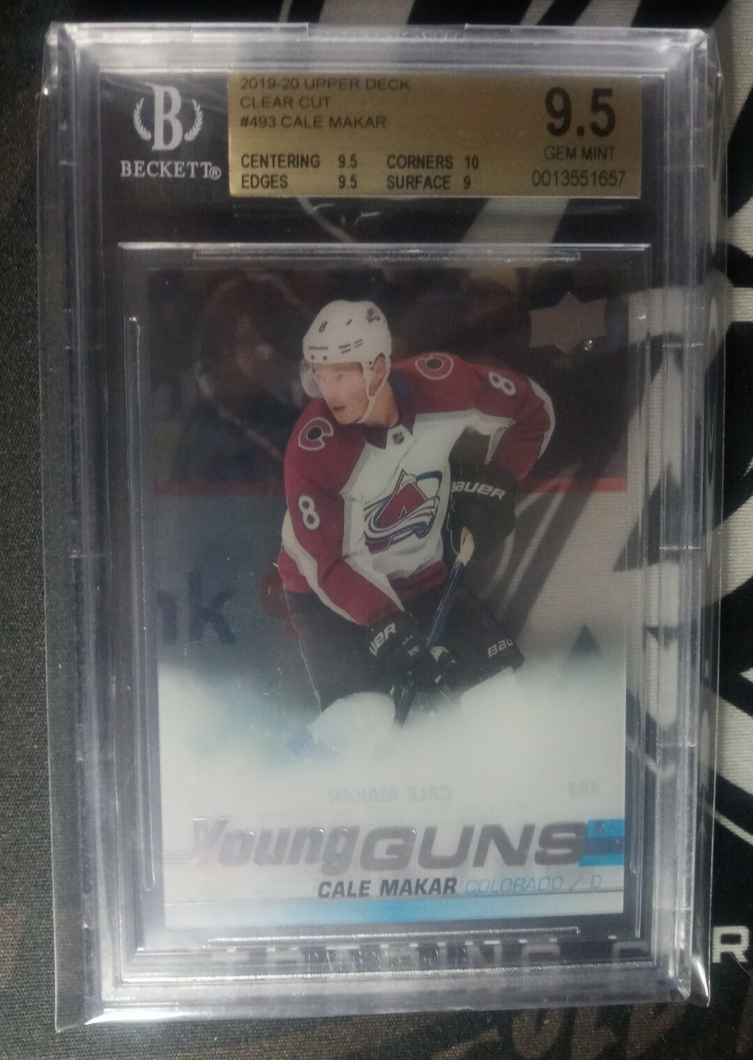 2019-20 Series 2 Cale Makar Clear Cut Young Guns Graded Beckett 9.5