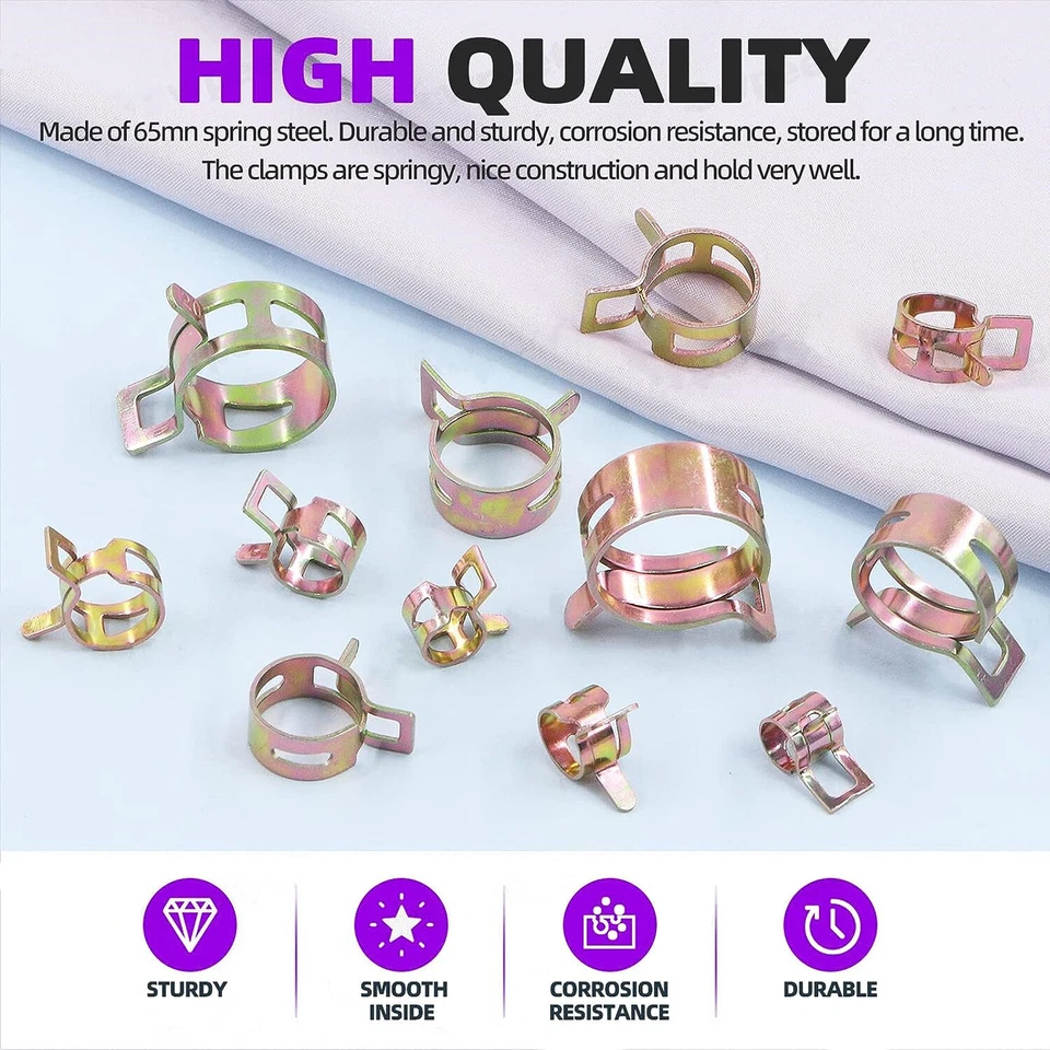 165/115pcs 6-22mm Spring Clips Fuel Hose Line Water Pipe Air Tube Clamps Pliers - Изображение 3 из 4