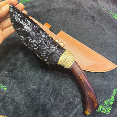 28cm natural Obsidian Pure handmade carved dagger quartz crystal Reiki Heal