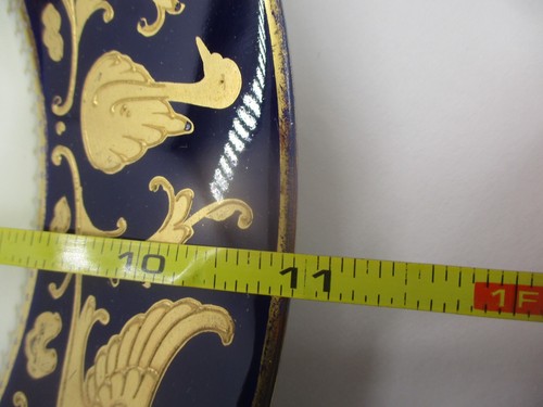 4 Hutschenreuther Bavaria Blue/Black with Gold Swans & Flowers Dinner Plates - Picture 8 of 12