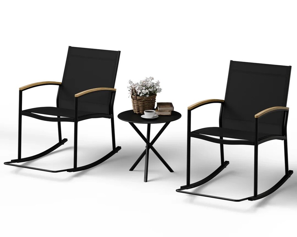 3 Pieces Patio Set Outdoor Patio Furniture Sets Modern Rocking Bistro