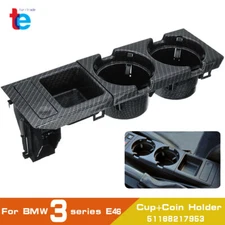 Carbon Fiber Center Console Cup Coin Holder Storing Box For BMW E46 325i