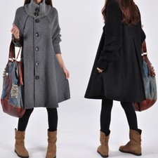 Donna Autunno Giacca a Vento Mantella Montgomery Poncho Corta Casual BC558