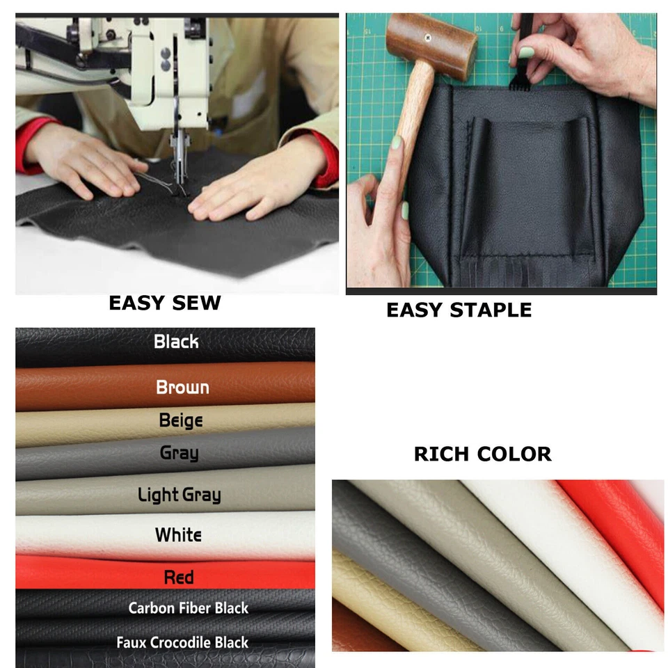 Marine Vinyl Faux Leather Upholstery Fabric Remedy Auto Seat Furniture DIY Craft - image 3 of 4