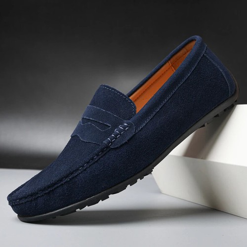 Men's Slip on Loafers Super Soft Suede Genuine Leather Driving Casual Footwear - Picture 15 of 29