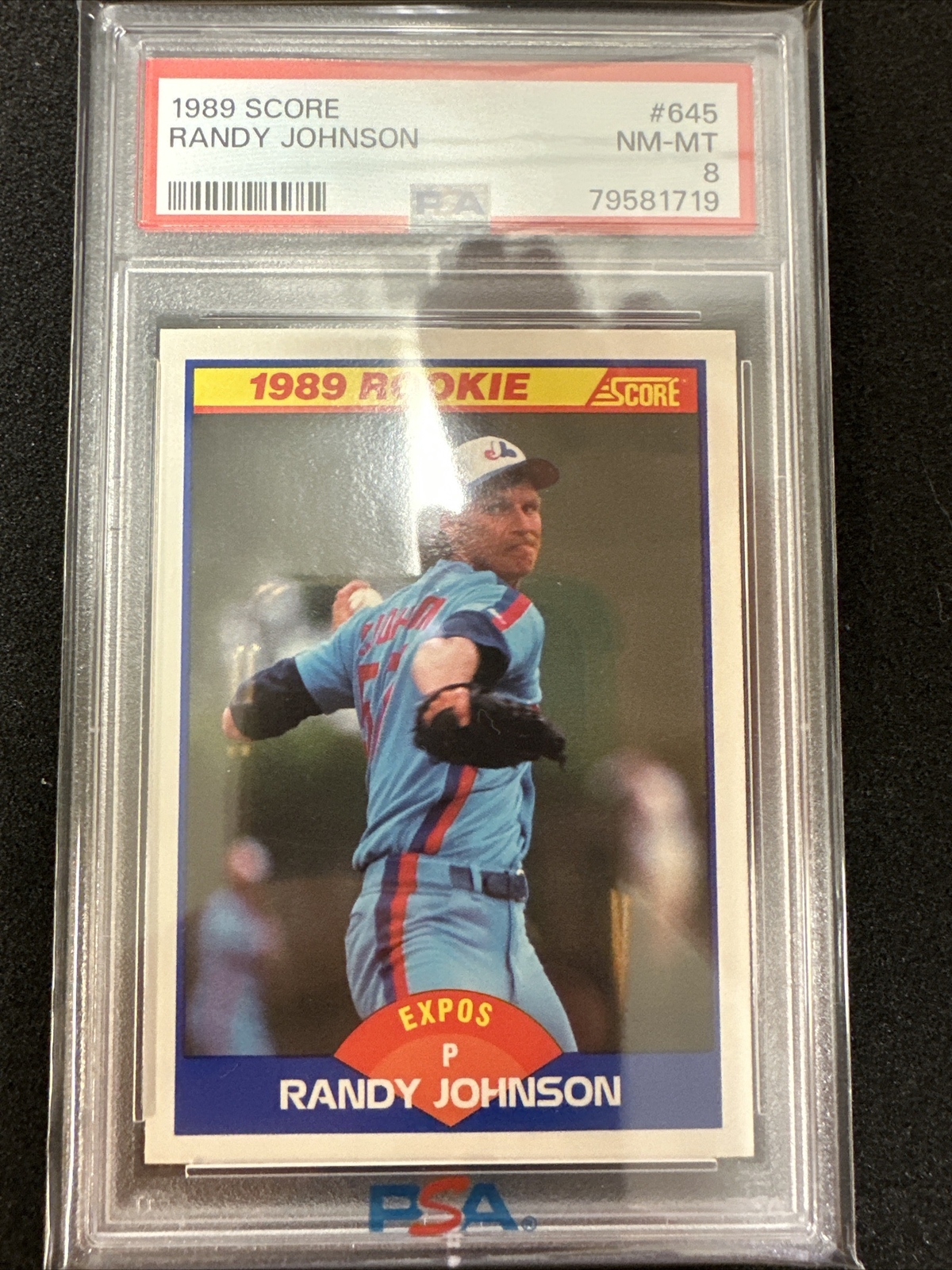 1989 Score #645 Randy Johnson PSA 8 NM-MT Montreal Expos HOF
