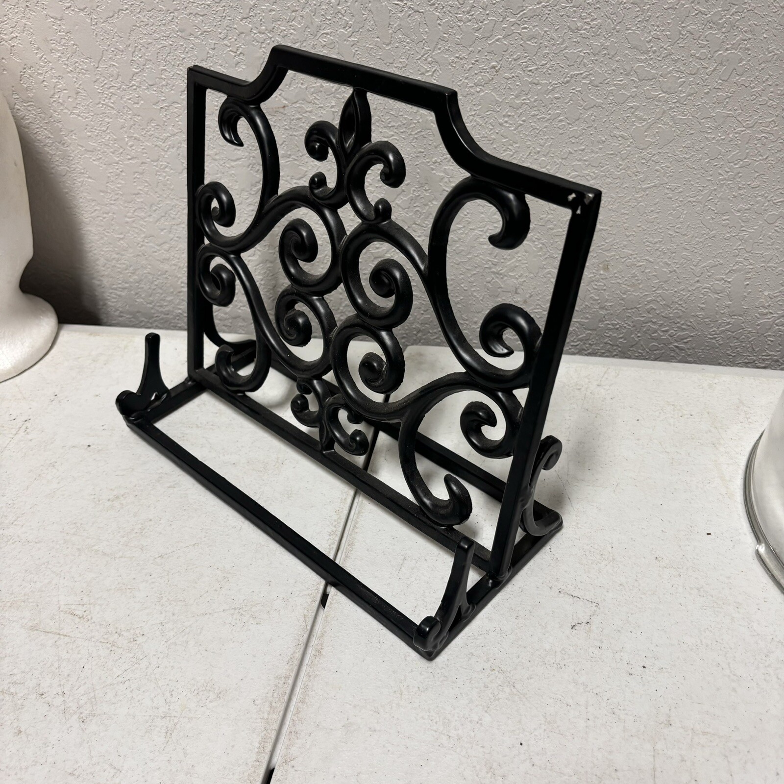 Ornate Cast Iron Cookbook Holder Metal Stand Recipe Book Holder Bible